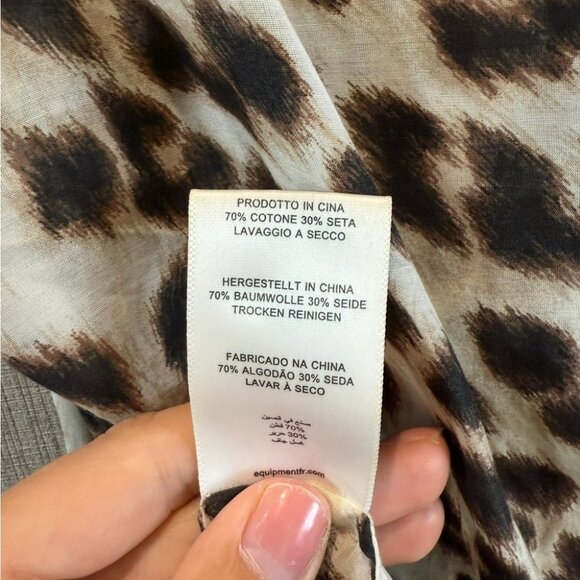EQUIPMENT Reagan Leopard Print Button Back Silk Cotton Sleeveless Blouse Top - Picture 6 of 7
